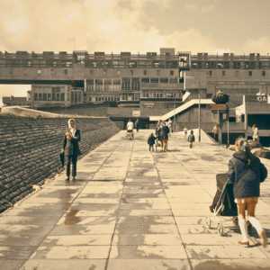 A photo of people walking through Cumbernauld town centre