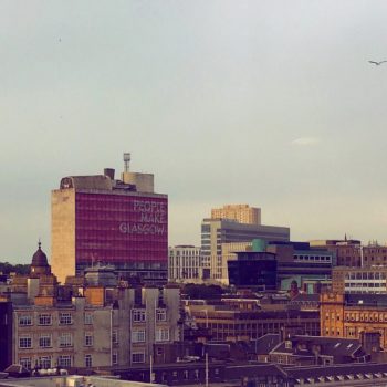 Photograph of Glasgow skyline at sunset