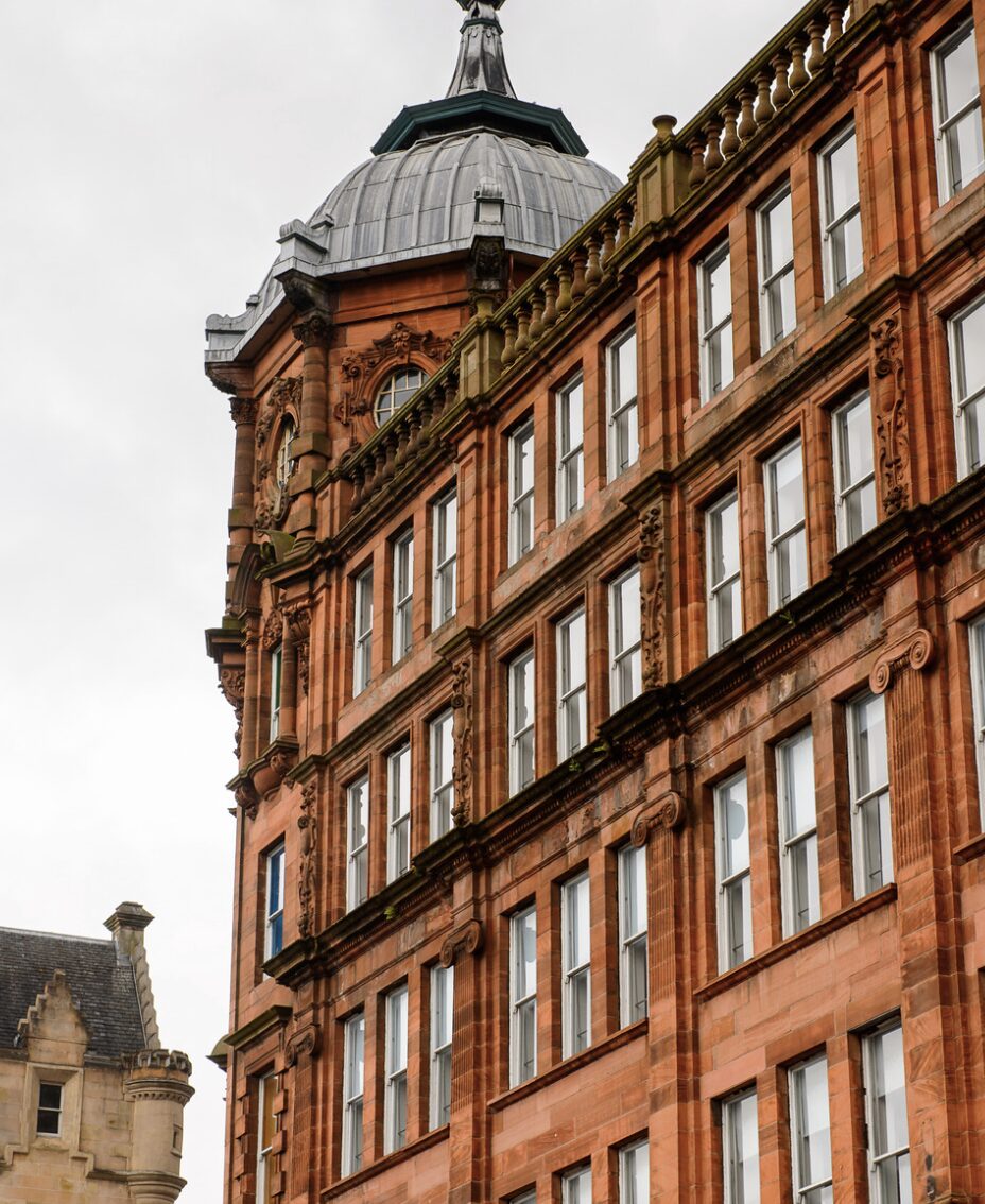 Photograph of a red sandstone building in Glasgow's Merchant City